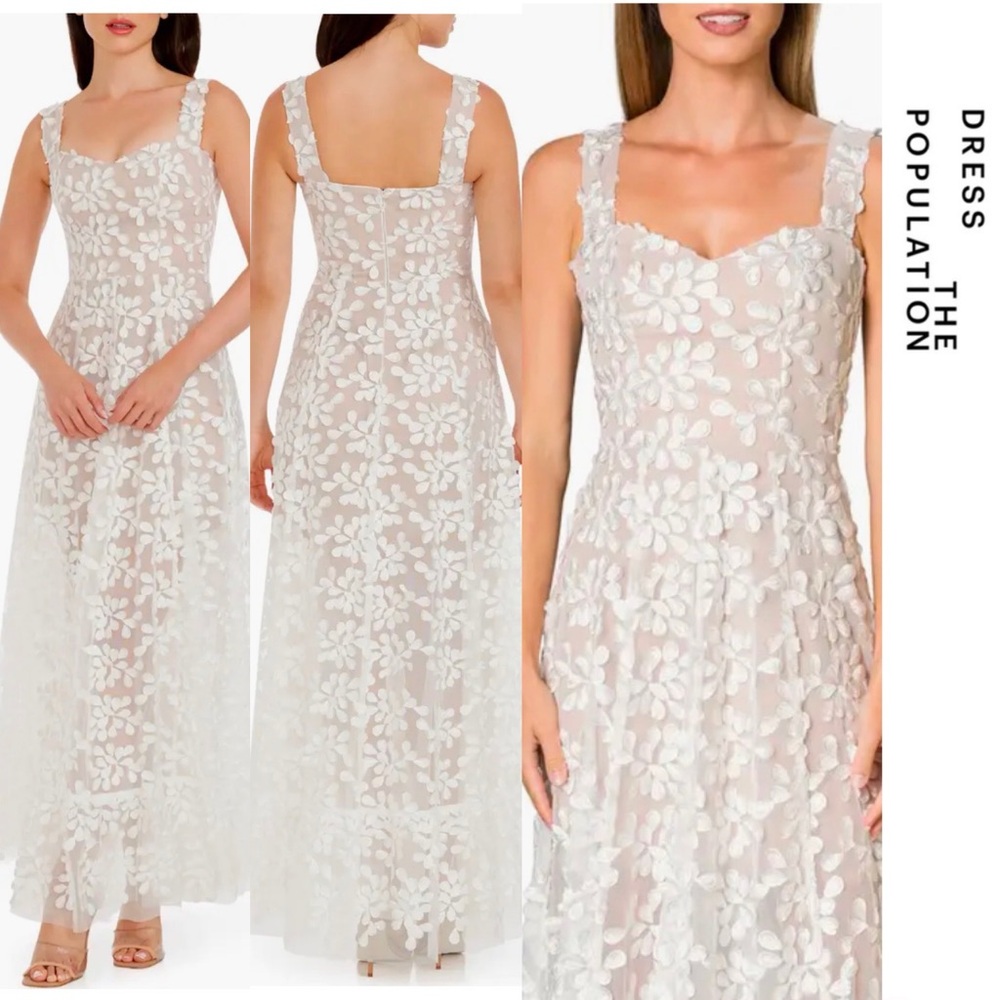 Dress the Population - Anabel Semisheer Sweetheart Neck Gown Size Small